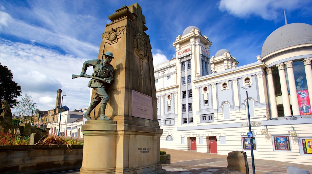 Alhambra Theatre featuring a monument and a statue or sculpture