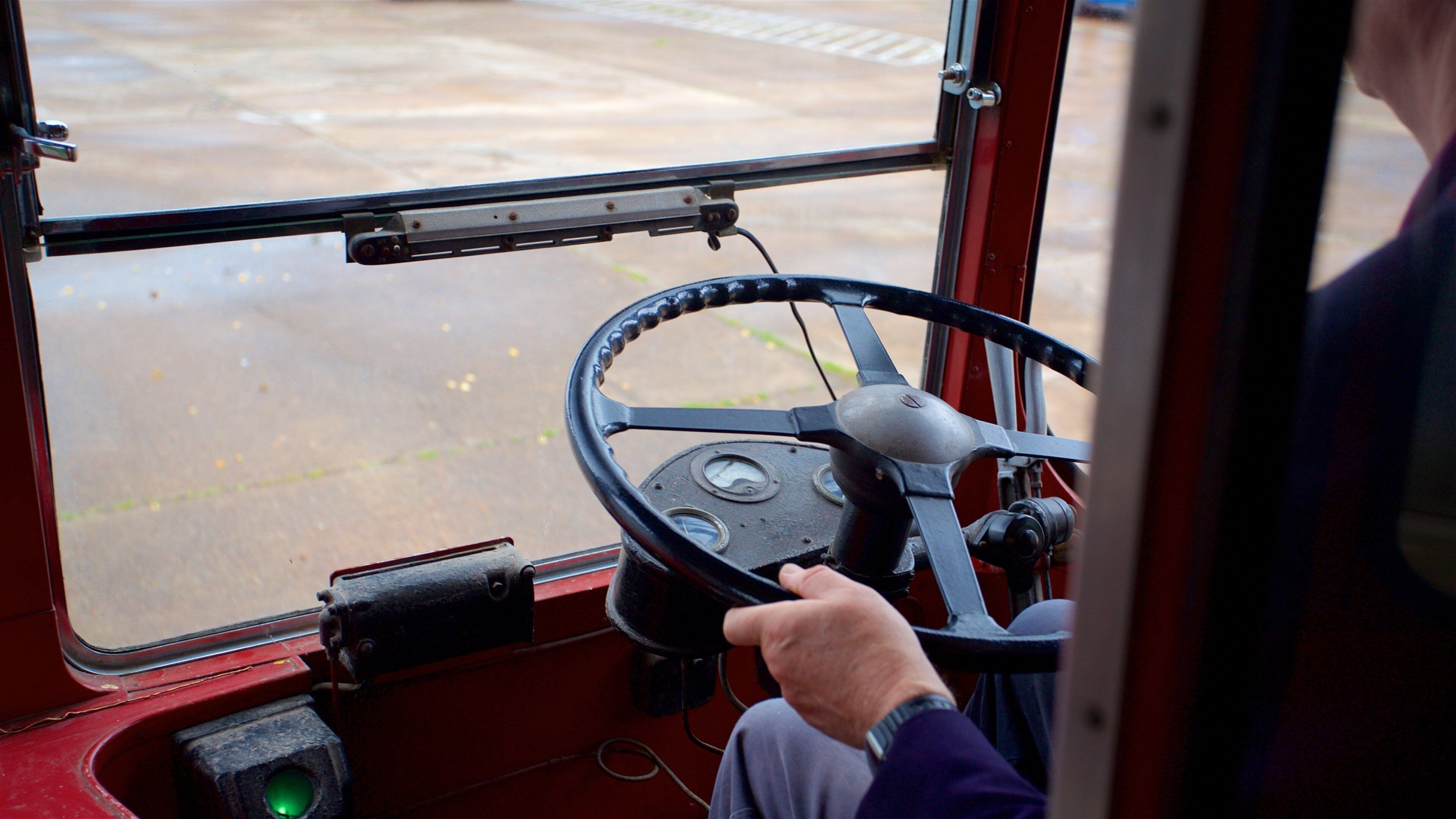 The Trolleybus Museum at Sandtoft featuring interior views as well as an individual male