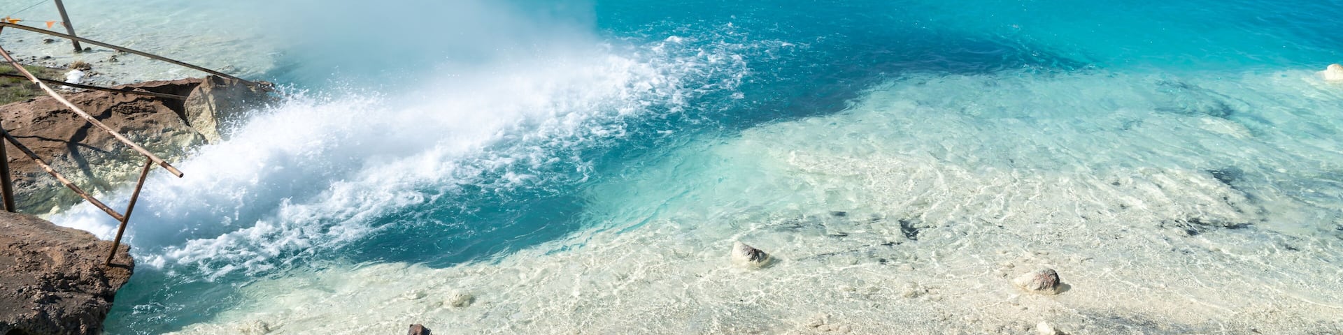 Blue lake in Hverir Myvatn geothermal area, Iceland