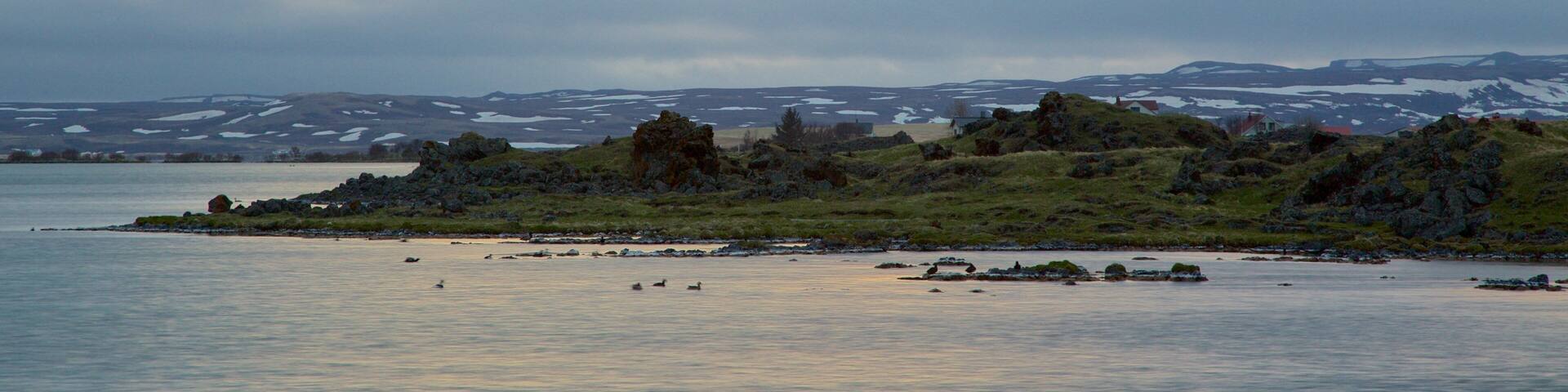 Myvatn showing a sunset and a lake or waterhole