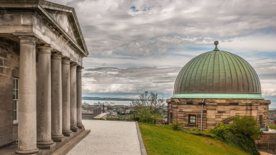 Collective art gallery in the Calton Hill in a cloudy day, Edinburgh. Concept: Scottish monuments