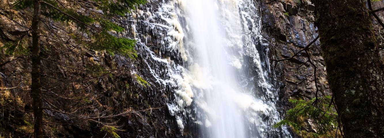 An icy plodda falls
