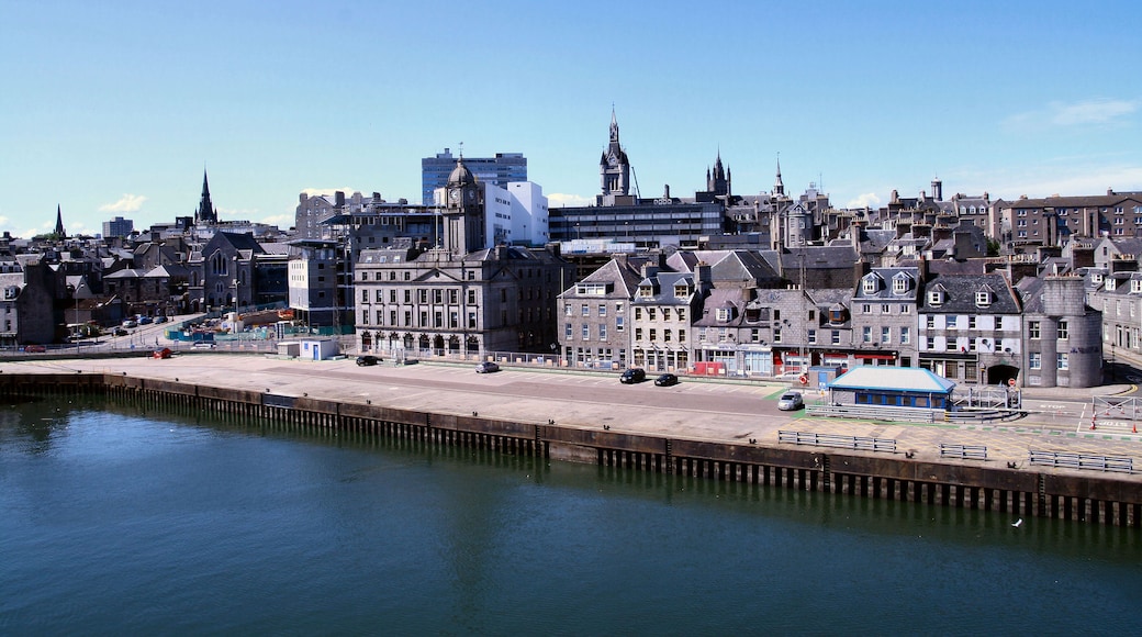 View of Aberdeen skyline from inside the docks or harbor area