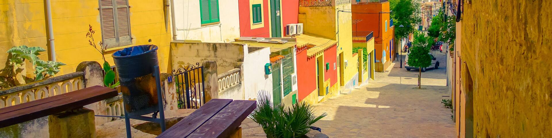 Beautiful view of small old steet in Port D Andratx town, located in Mallorca balearic islands, Spain, Shutterstock ID 718296829, Purchase Order: -