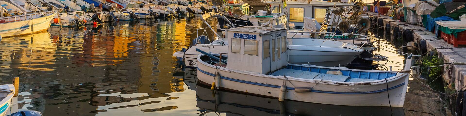 Marseille, France - August 03, 2017: Fishing boats in harbor Vallon des Auffes