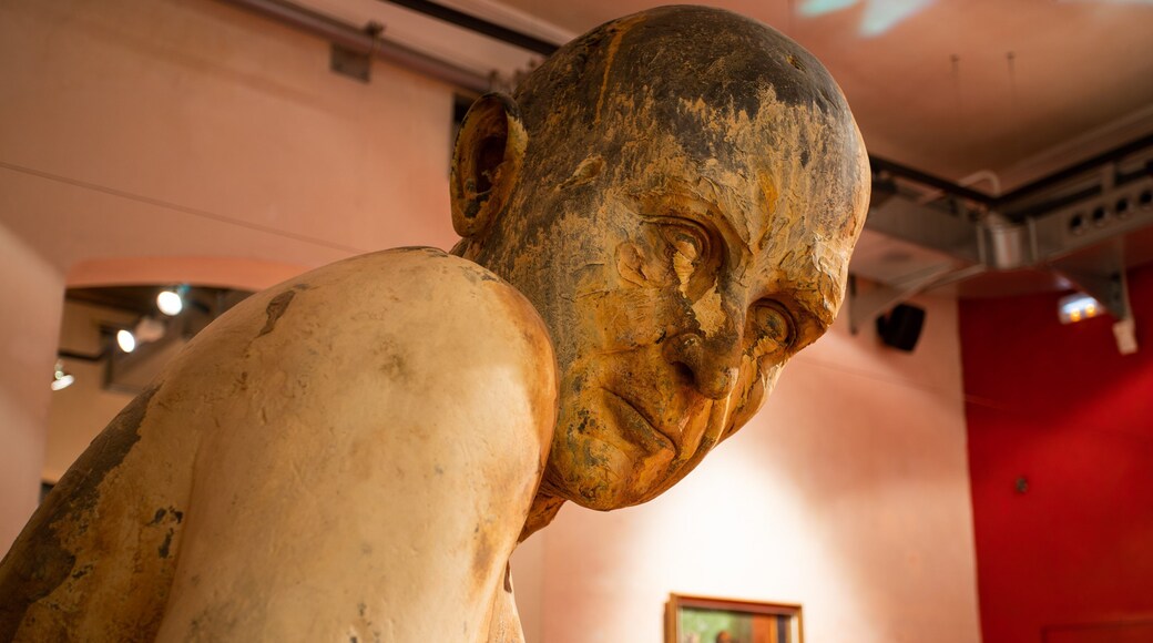 European Museum of Modern Art showing interior views, art and a statue or sculpture