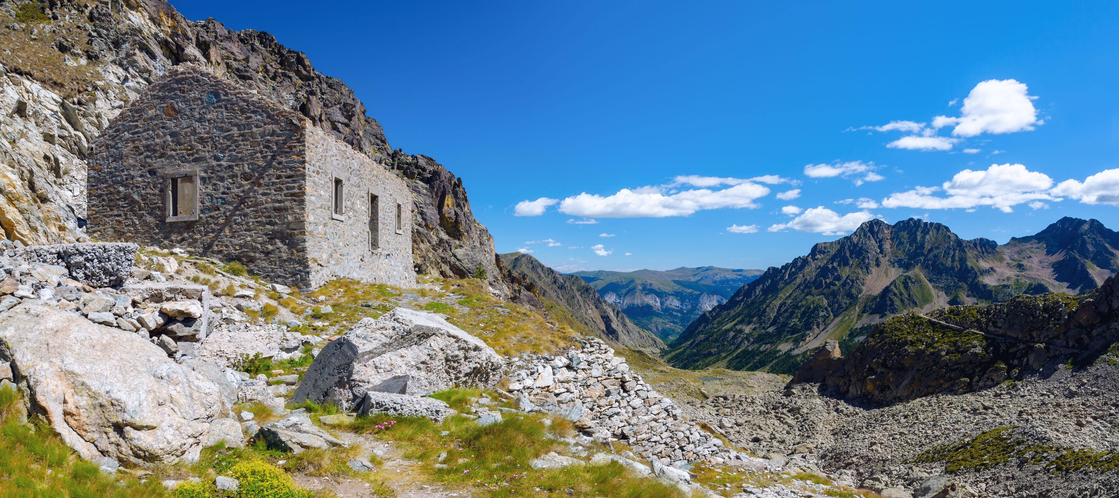 Antique barracks on the path to the lakes of Lausfer, near Sant'Anna of Vinadio, between Maritime Alps Park (Italy) and Parc National du Mercantour (France)