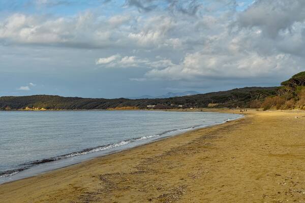 Panorama On the Gulf and the beach of Baratti Piombino Tuscany Italy
