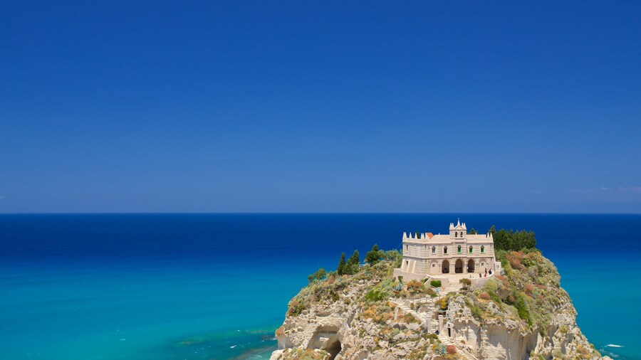 Santa Maria dell\'Isola Monastery which includes landscape views, a castle and general coastal views