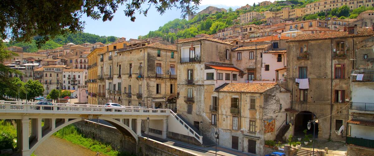 A bridge over a river, surrounded by historic buildings with red-tiled roofs.