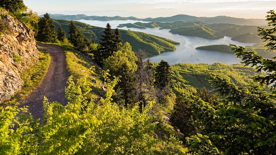 Sunrise at the Plastiras artificial lake in Thessaly, Greece