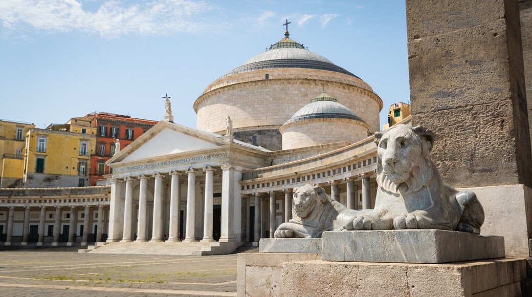 Pontificia Reale Basilica di San Giacomo degli Spagnoli showing a church or cathedral, heritage architecture and a statue or sculpture