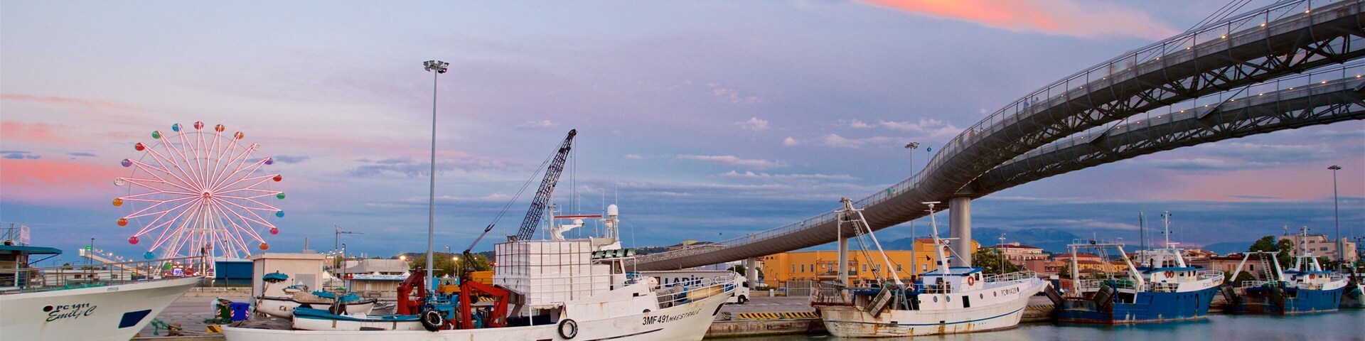 Ponte del Mare featuring a sunset, a bridge and a marina