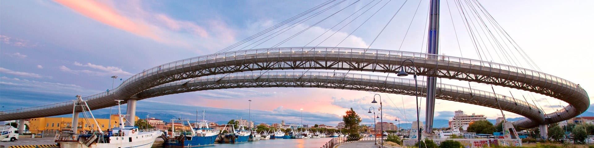 Ponte del Mare featuring a river or creek, a bridge and a sunset