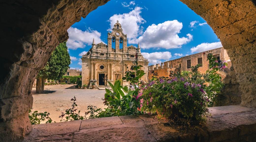 The Arkadi Monastery (in Greek Moní Arkadíou) is an Eastern Orthodox monastery, situated near Rethymno, is one of the most historic monasteries on Crete.