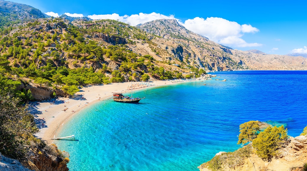 Panoramic view of beautiful Apella beach on Karpathos island, Greece