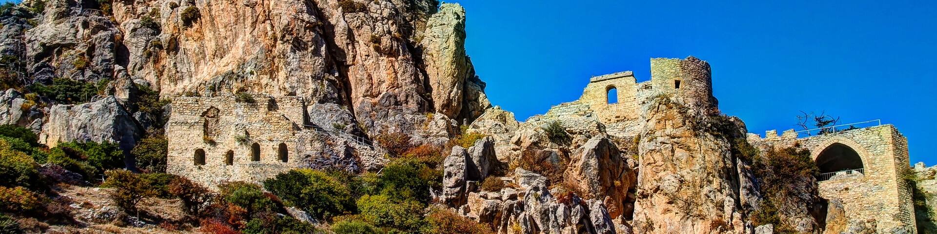 Panorama view to Saint Hilarion Castle at Kirenia, Northen Cyprus