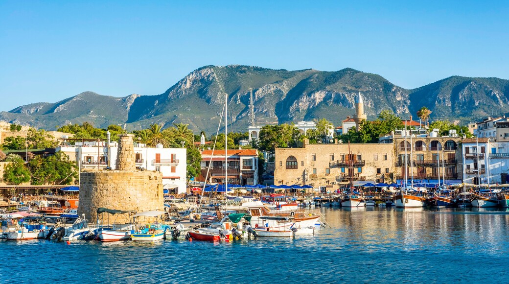 Ancient chain tower in Kyrenia Harbour. Cyprus