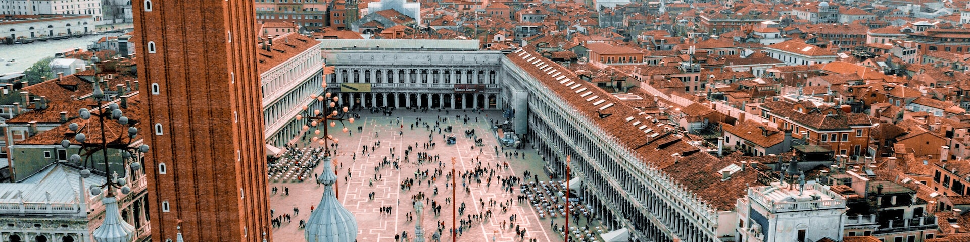Amazing view of St. Mark's Basilica above the San Marco square in Venice, Italy