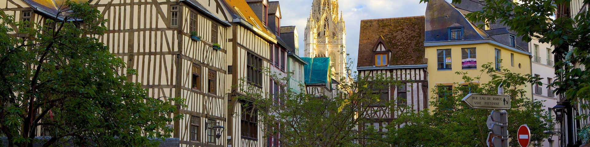 Rouen which includes a small town or village and heritage architecture