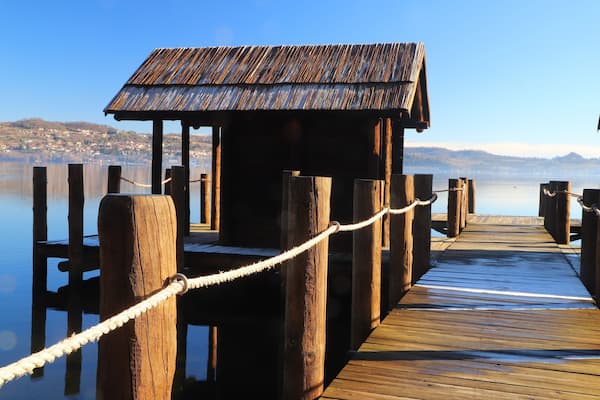 Palafitte, Sito patrimonio mondiale dell'Unesco sulle rive del Lago di Viverone in provincia di Torino Piemonte (Italia)