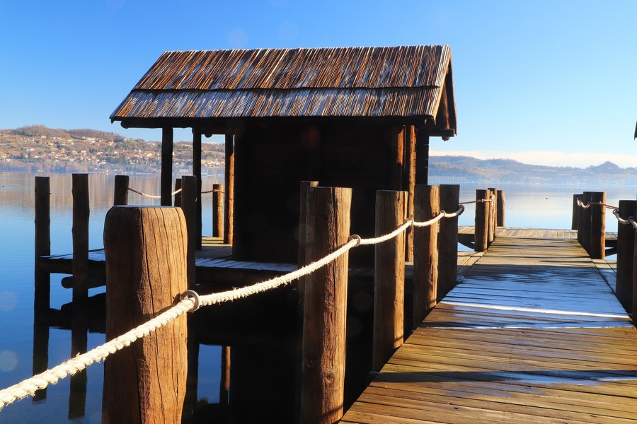 Palafitte, Sito patrimonio mondiale dell'Unesco sulle rive del Lago di Viverone in provincia di Torino Piemonte (Italia)