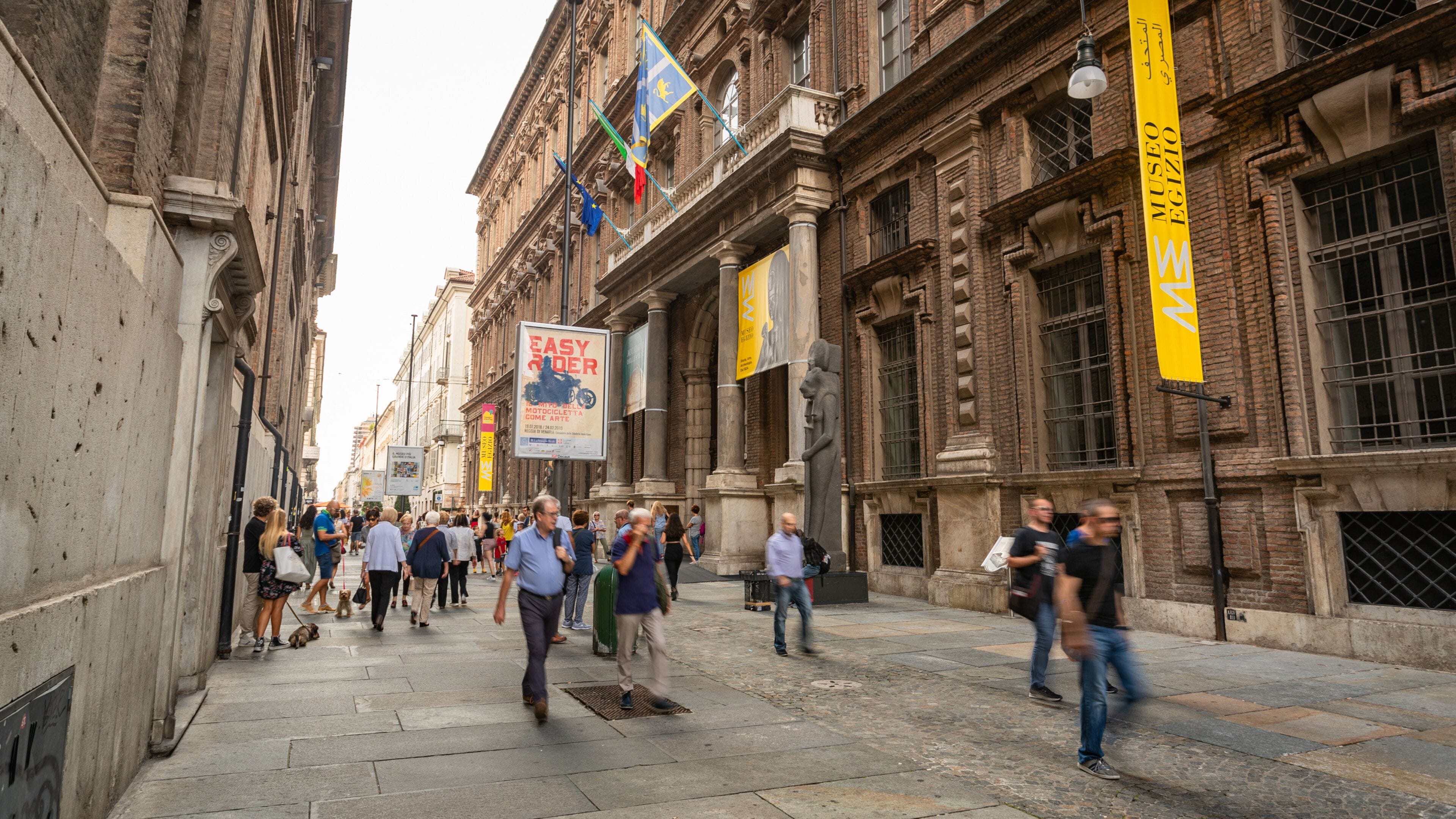 Egyptian Museum Torino which includes heritage elements, a city and street scenes