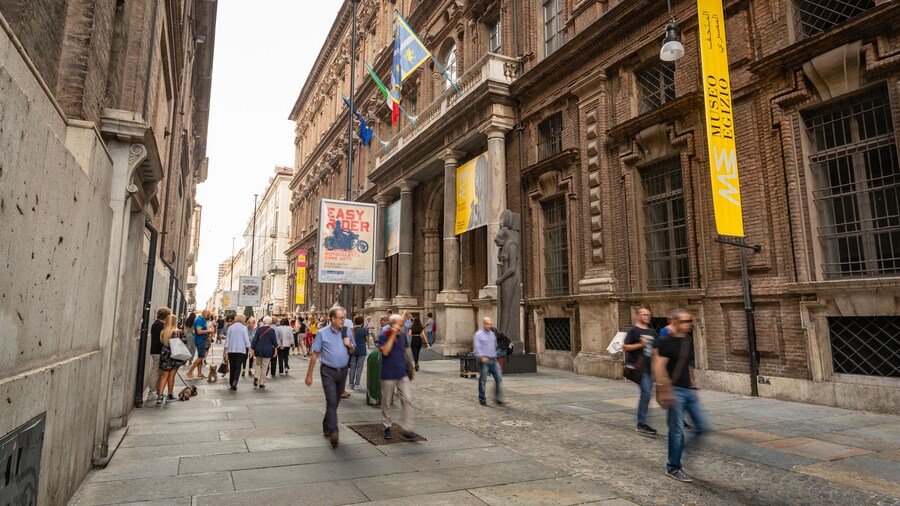 Egyptian Museum Torino which includes heritage elements, a city and street scenes