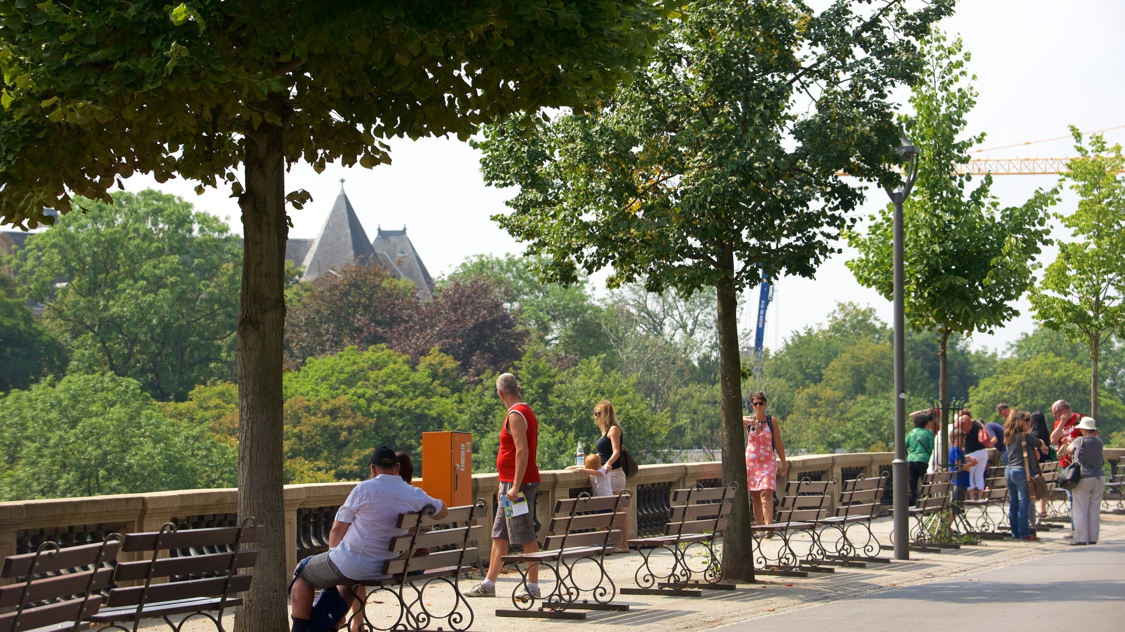 Luxemburgo mostrando um parque assim como um pequeno grupo de pessoas