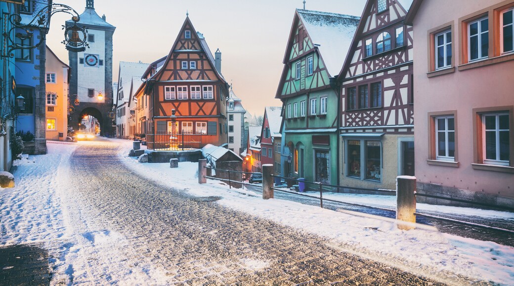 Medieval old Rothenburg ob der Tauber in winter