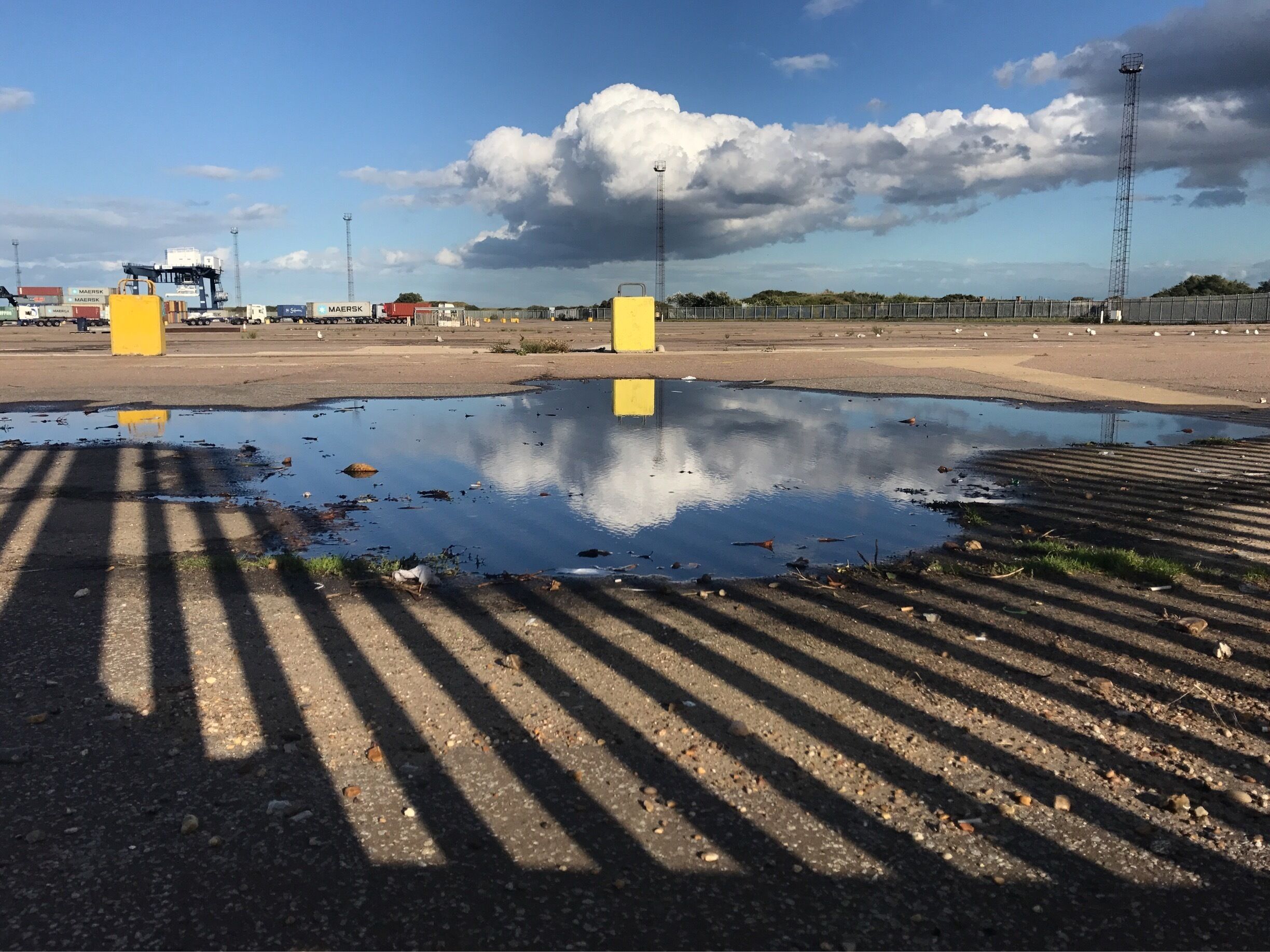 Reflections and shadows at Felixstowe Docks, Suffolk