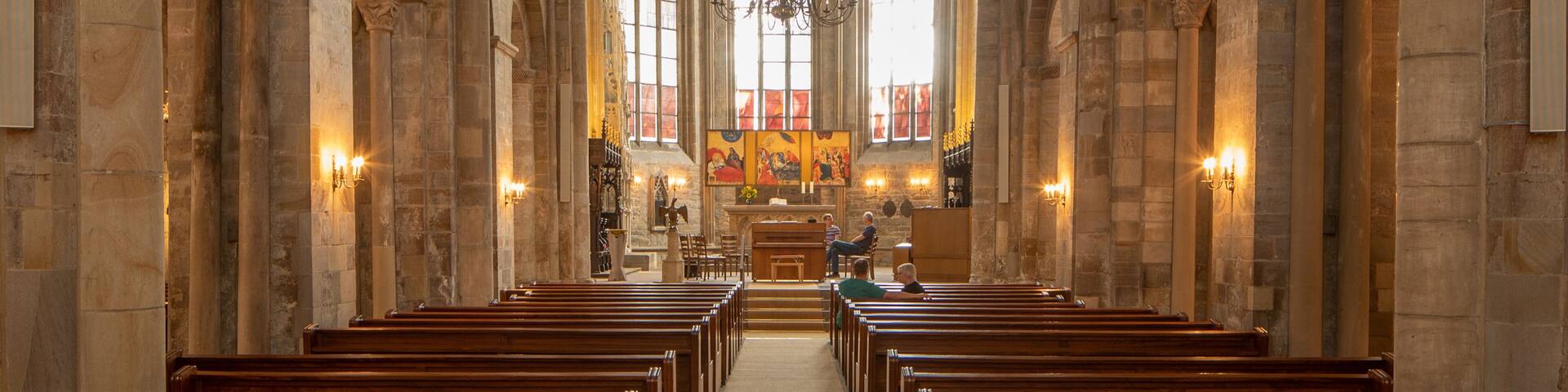 St. Marienkirche which includes a church or cathedral, heritage elements and interior views