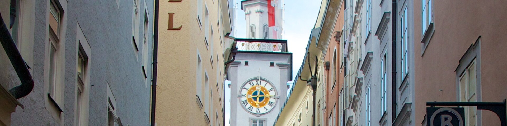 Salzburg showing heritage architecture, a hotel and signage