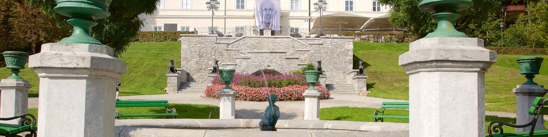Ljubljana featuring a monument and a garden