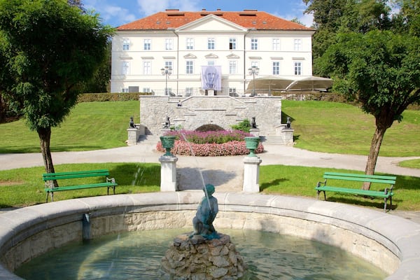 Ljubljana das einen Monument, Park und Springbrunnen