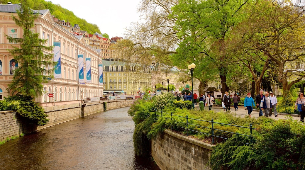 Karlovy Vary which includes a river or creek and a city