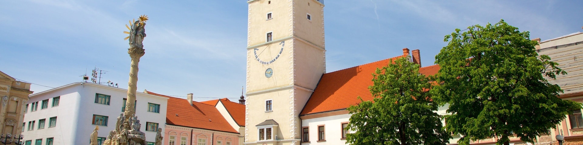 Trnava mostrando escenas cotidianas, una estatua o escultura y una plaza