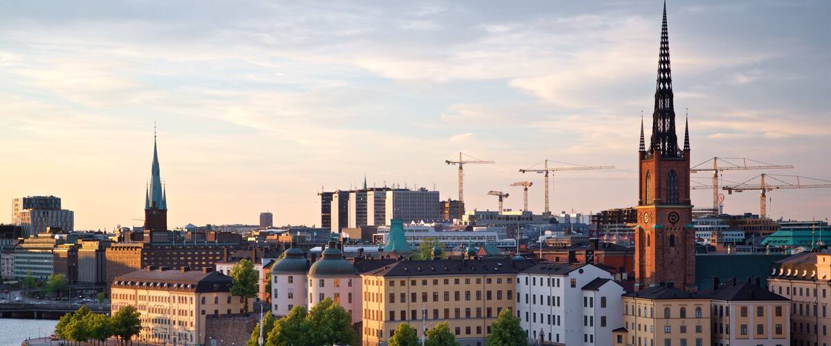 Monteliusvagen which includes a bay or harbor, landscape views and a sunset