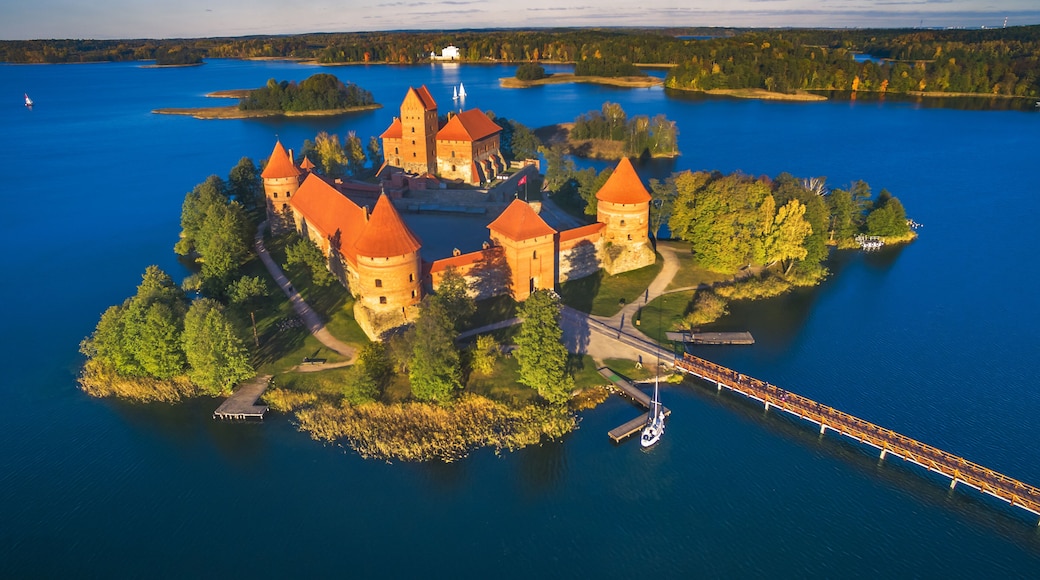 Beautiful drone landscape image of Trakai castle; Shutterstock ID 633994631; Purchase Order: -