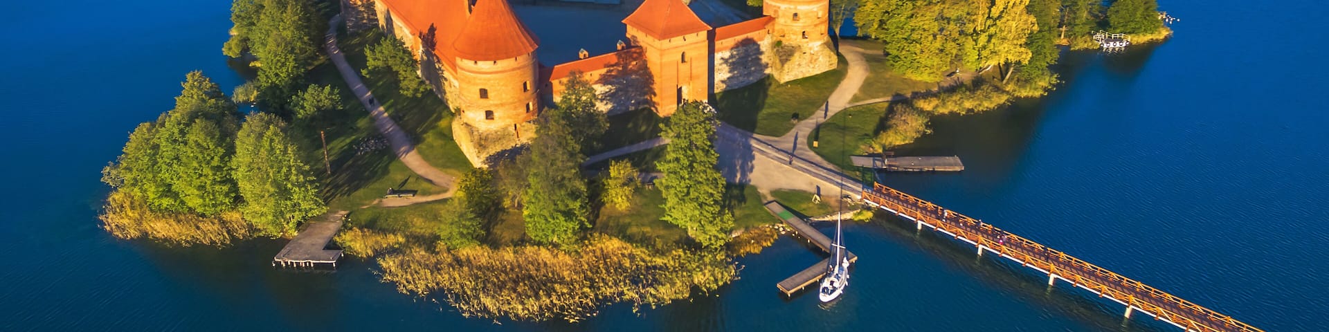 Beautiful drone landscape image of Trakai castle; Shutterstock ID 633994631; Purchase Order: -