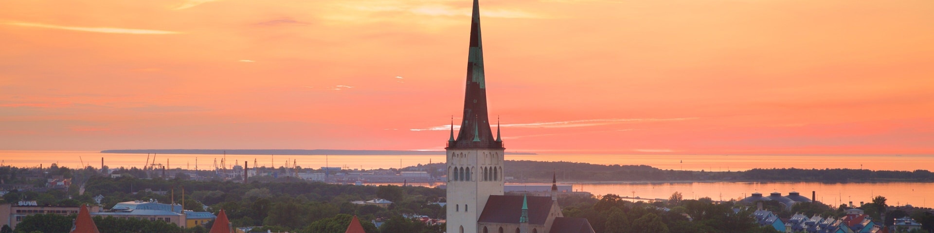 Tallinn showing a city and a sunset
