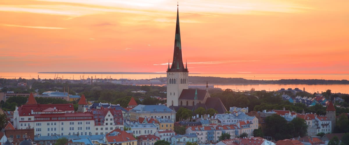 Tallinn which includes a sunset and a city