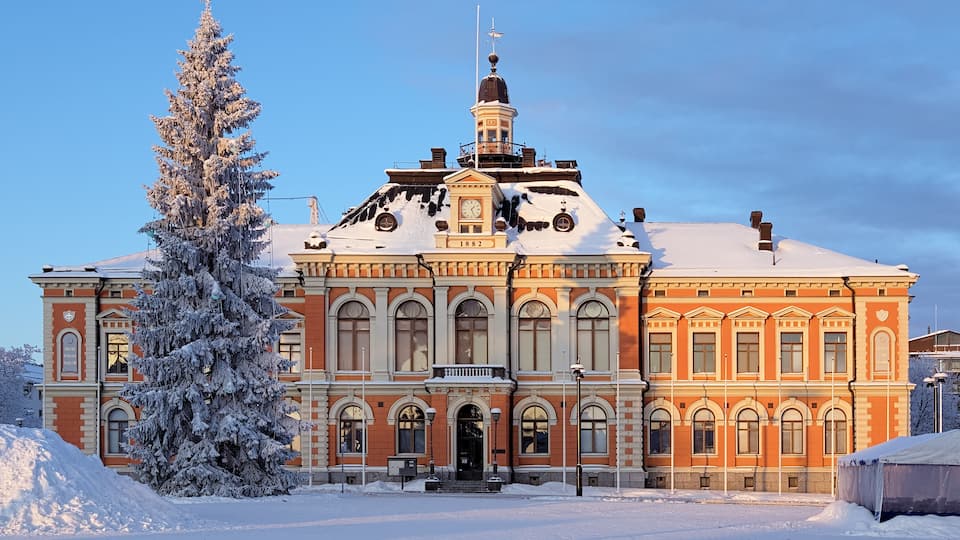 Kuopio City Hall on the Market Square in winter, Finland