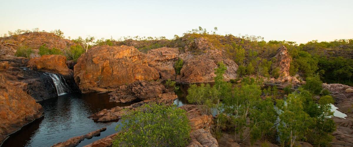 Edith Falls featuring a river or creek and a gorge or canyon