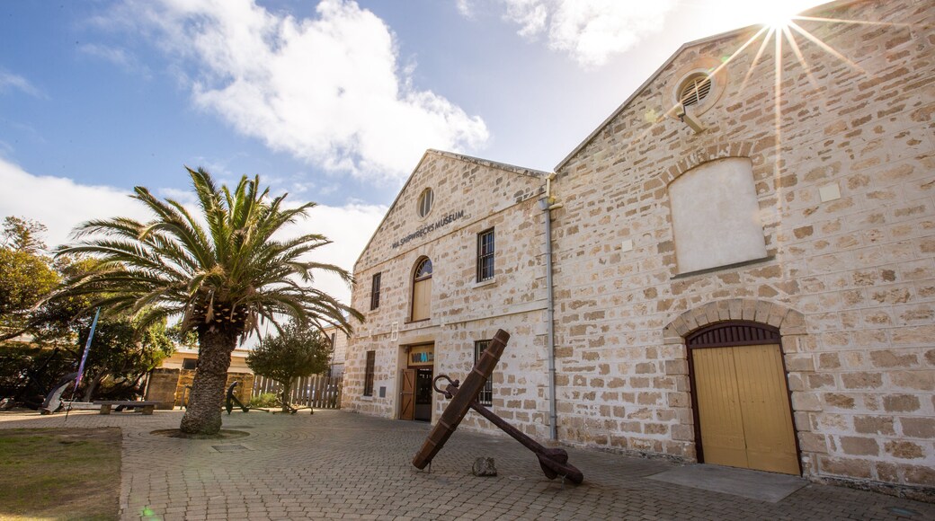 The Shipwreck Galleries showing heritage elements and a sunset