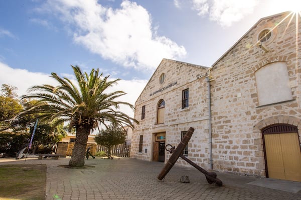 The Shipwreck Galleries showing heritage elements and a sunset