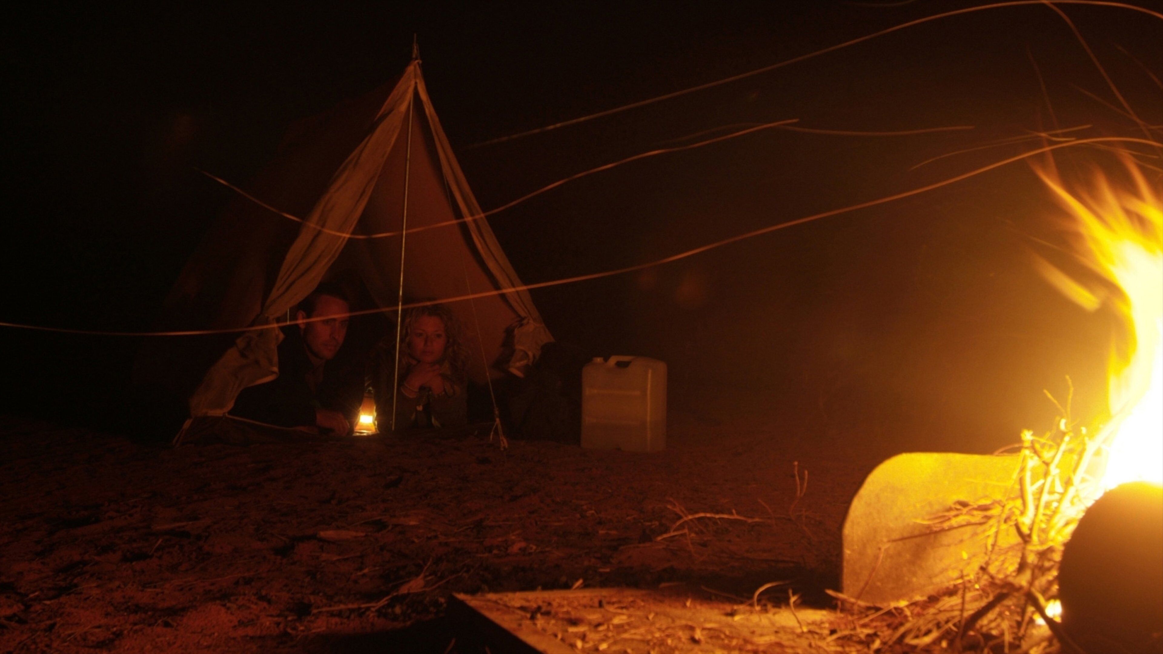 Alice Springs showing camping and night scenes as well as a couple