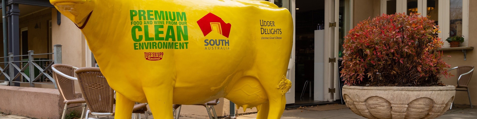 Udder Delights Cheese Cellar showing signage