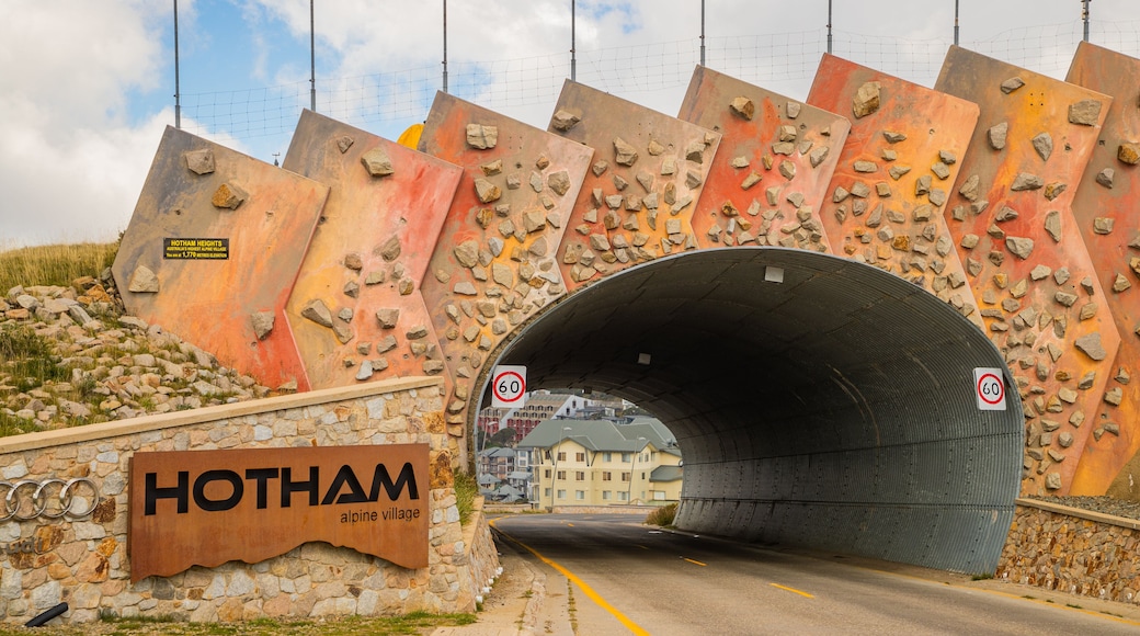 Hotham Heights showing signage and a bridge
