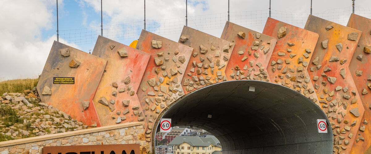 Hotham Heights showing signage and a bridge